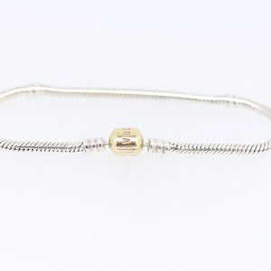 Sterling Silver Bracelet with 14K Gold Pandora Snap Clasp - 590702-HG-B 7.5"